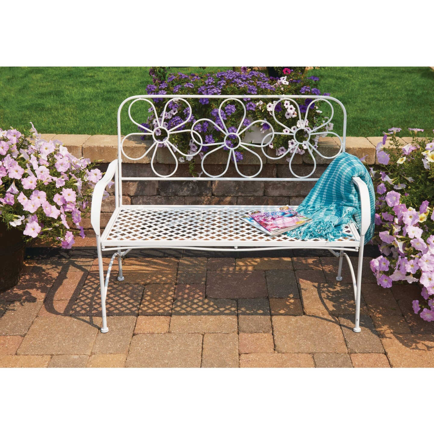 Cheap π Alpine 45 In. L. White Iron Daisy Bench π€© 4 Cheap π Alpine 45 In. L. White Iron Daisy Bench π€© - Image 2