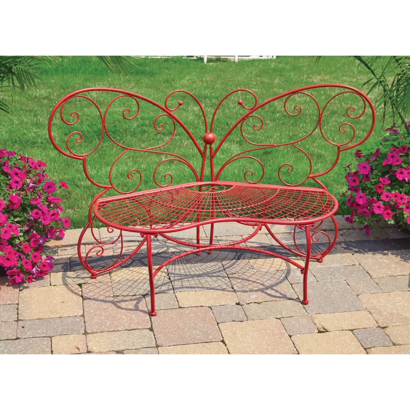Flash Sale ⌛ Alpine 61 In. L. Red Iron Butterfly Bench ✨ 4 Flash Sale ⌛ Alpine 61 In. L. Red Iron Butterfly Bench ✨ - Image 2