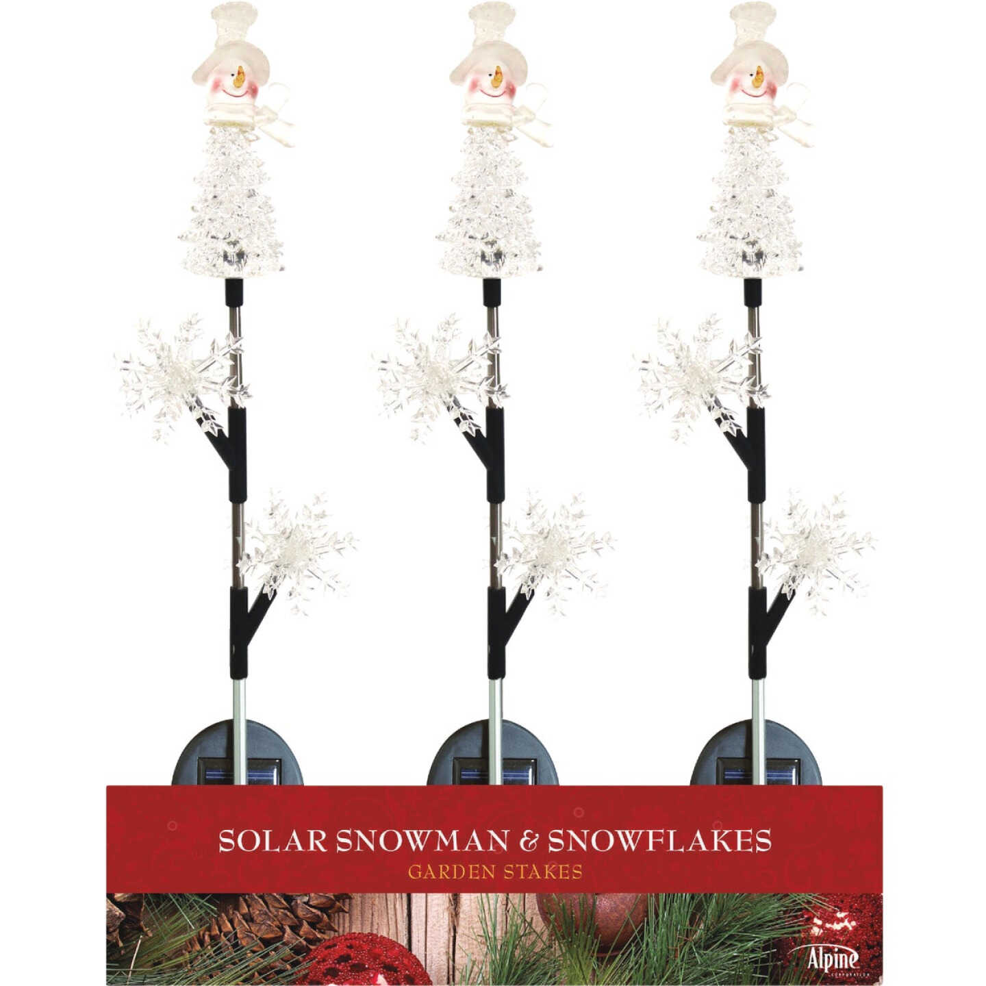 Wholesale ✔️ Alpine 34 In. LED Solar Snowman & Snowflake Holiday Garden Stake ⌛ 3 Wholesale ✔️ Alpine 34 In. LED Solar Snowman & Snowflake Holiday Garden Stake ⌛