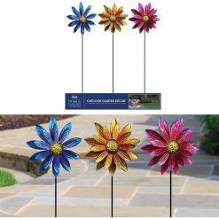 New 😍 Alpine Vibrant Metal Floral Wind Spinner Garden Stake 😉