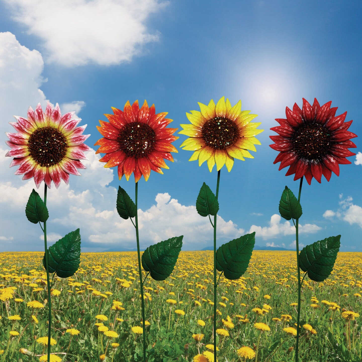 Budget π― Alpine 34 In. H. Colorful Glitter Metal Sunflower Garden Stake 𧨠4 Budget π― Alpine 34 In. H. Colorful Glitter Metal Sunflower Garden Stake 𧨠- Image 2