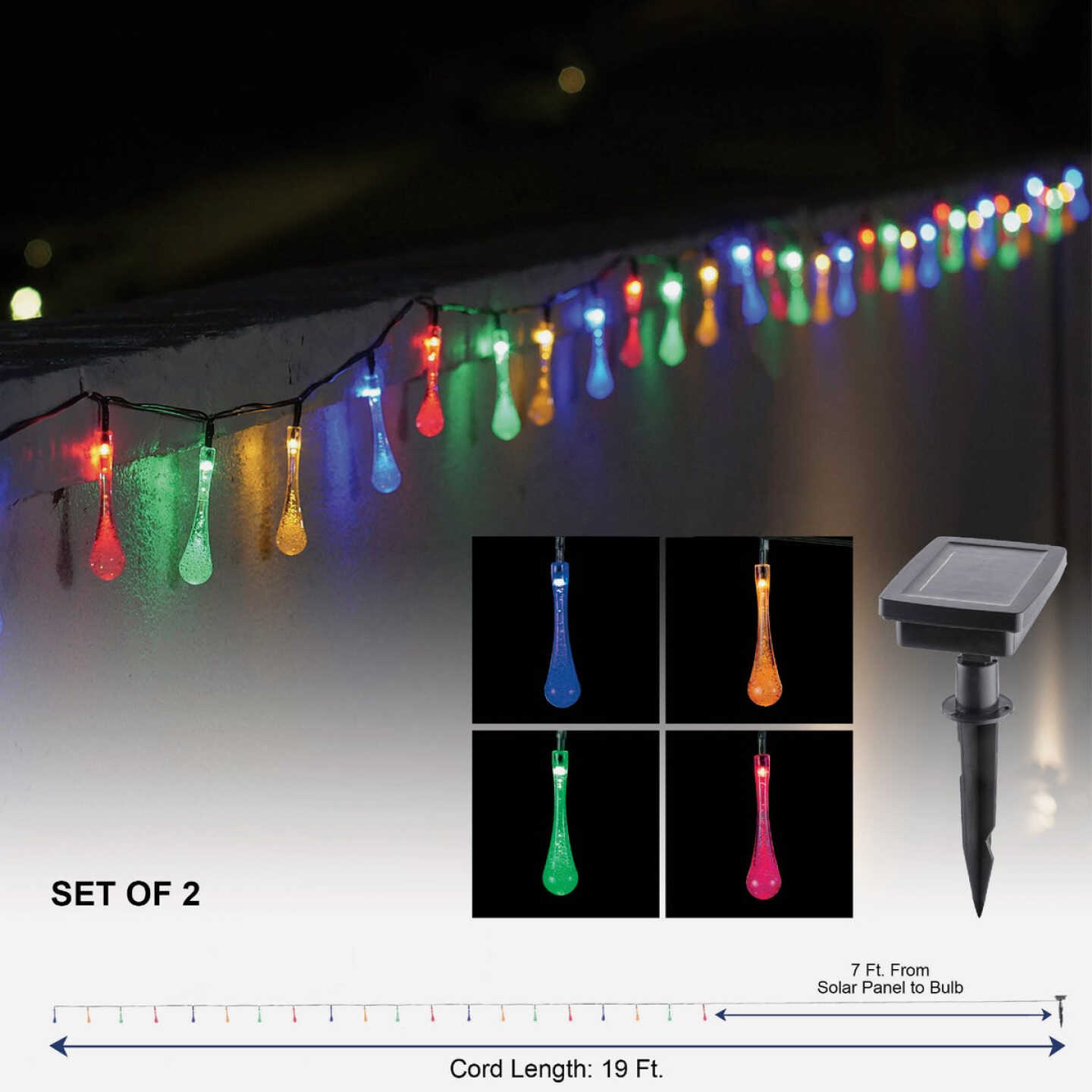 Cheap π Alpine 12 Ft. 20 Multi-Color LED Waterdrop Solar Outdoor Patio String Lights (2-Pack) π 5 Cheap π Alpine 12 Ft. 20 Multi-Color LED Waterdrop Solar Outdoor Patio String Lights (2-Pack) π - Image 3
