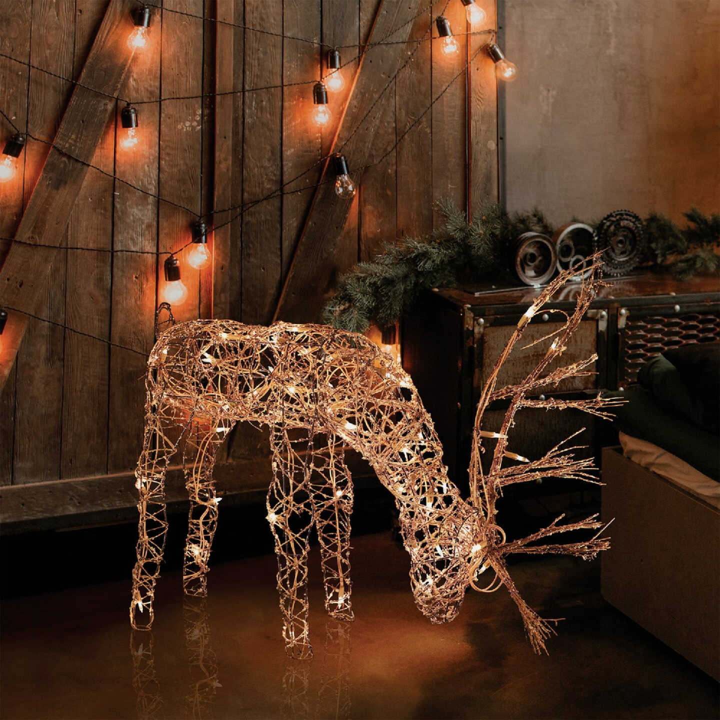 Wholesale ๐ Alpine 28 In. Warm White Halogen Rattan Grazing Buck Lighted Decoration ๐ 4 Wholesale ๐ Alpine 28 In. Warm White Halogen Rattan Grazing Buck Lighted Decoration ๐ - Image 2