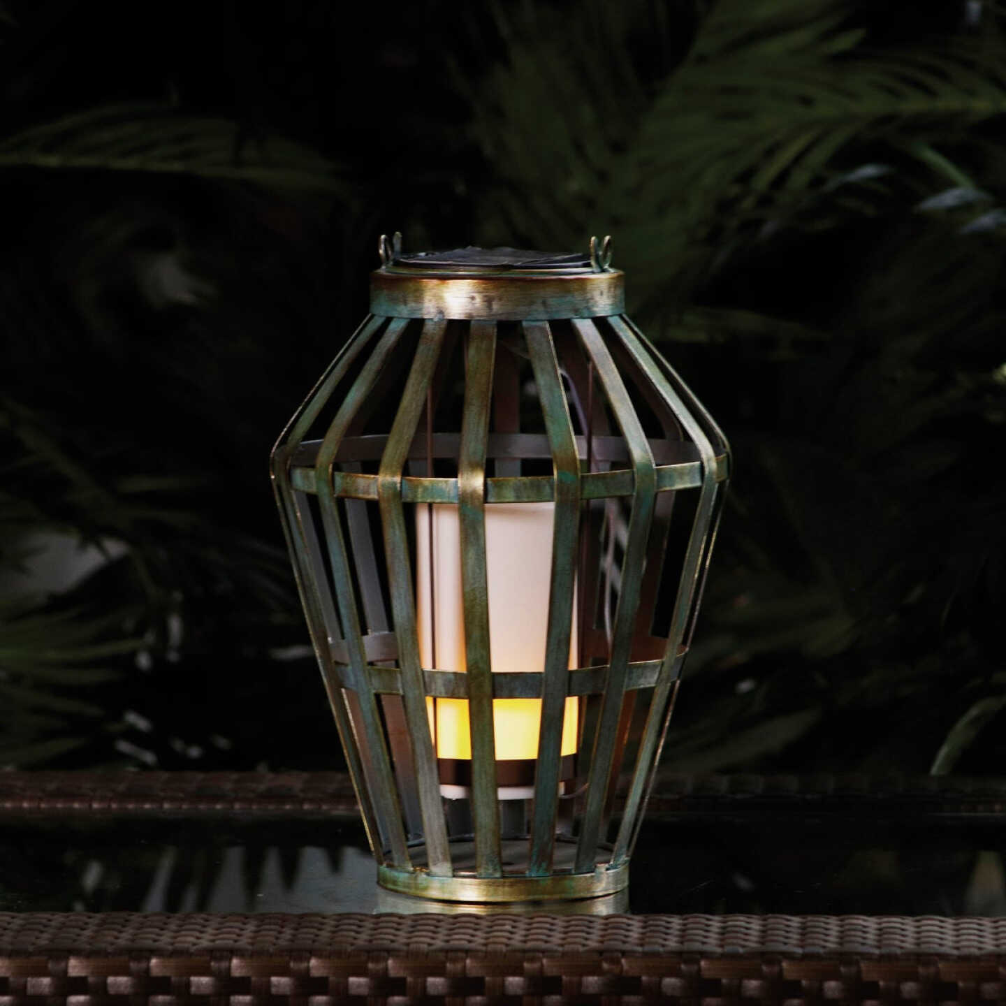 New π― Alpine 7 In. W. X 19 In. H. X 7 In. L. Gray Iron Flickering LED Solar Patio Lantern π 4 New π― Alpine 7 In. W. X 19 In. H. X 7 In. L. Gray Iron Flickering LED Solar Patio Lantern π - Image 2