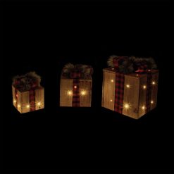 Promo ✔️ Alpine Warm White LED Rustic Wood With Red Plaid Ribbon 🎅 Christmas Gift Box Set (3-Piece) 😀 -Alpine Online Shop ItemImage 863108 9zqzqq8k8kknnhvqx4r9xjx8