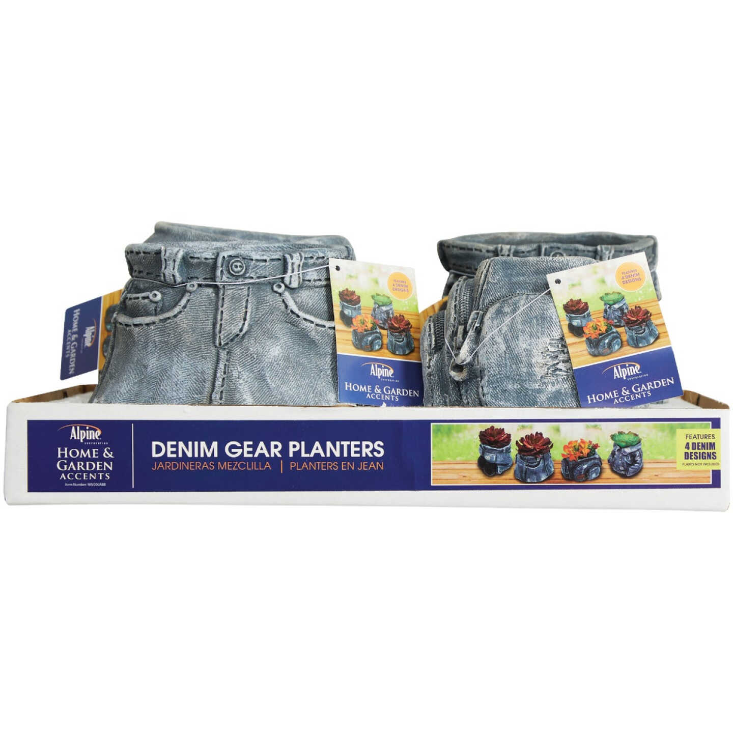 Outlet β Alpine 5.75 In. W. X 4.50 In. H. X 6.69 In. L. Polyresin Denim Gear Mini Planter 𧨠4 Outlet β Alpine 5.75 In. W. X 4.50 In. H. X 6.69 In. L. Polyresin Denim Gear Mini Planter 𧨠- Image 2