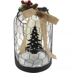 Discount 😉 Alpine 7 In. W. X 11 In. H. X 7 In. L. LED 🎄 Christmas Tree Lantern With Chicken Wire Holiday Decoration ⌛