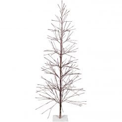 Buy ⌛ Alpine 71 In. Flocked Brown ❄ Christmas Tree With Warm White LED Lights ⭐
