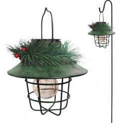 Hot Sale 🎉 Alpine 36 In. LED Solar Metal Shepherd's Hook With Green Lantern 🔥