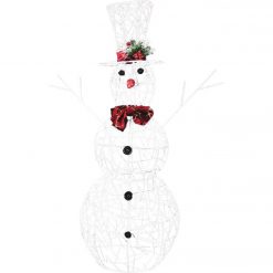 Best reviews of 🌟 Alpine 38 In. Warm White LED White Mesh Snowman Lighted Decoration With Bowtie 👏