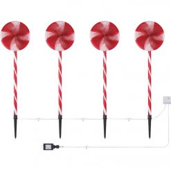Deals 🎁 Alpine 28 In. LED Peppermint Candy Multi-Function Garden Stakes (4-Pack) 👏