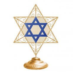 Brand new 🧨 Alpine 14 In. Gold & Blue LED Star Of David Tabletop Holiday Decoration 🌟