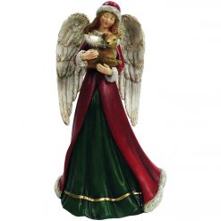 Promo 😀 Alpine 10 In. Polystone Garden Angel Statue With Fawn ⌛